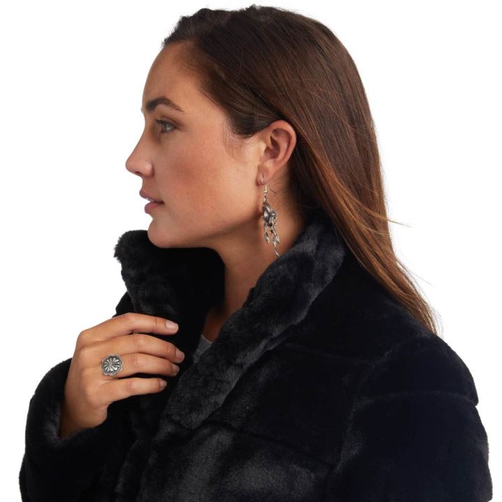 Ariat Ladies Night Faux Fur Coat Črne | 6nZbDz6A