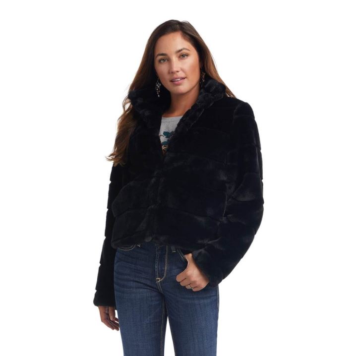 Ariat Ladies Night Faux Fur Coat Črne | 6nZbDz6A