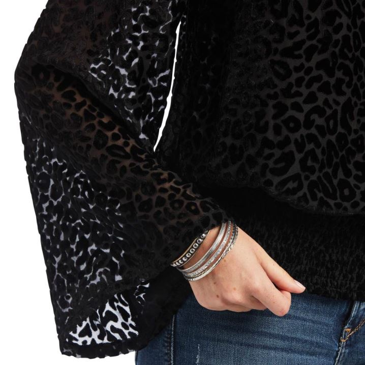 Ariat Leopard Velvet Crop Top Črne | j9ACkm7w