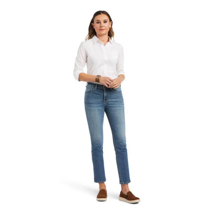 Ariat Premium High Rise Straight Crop Jean Modre | 4PeFBEPM