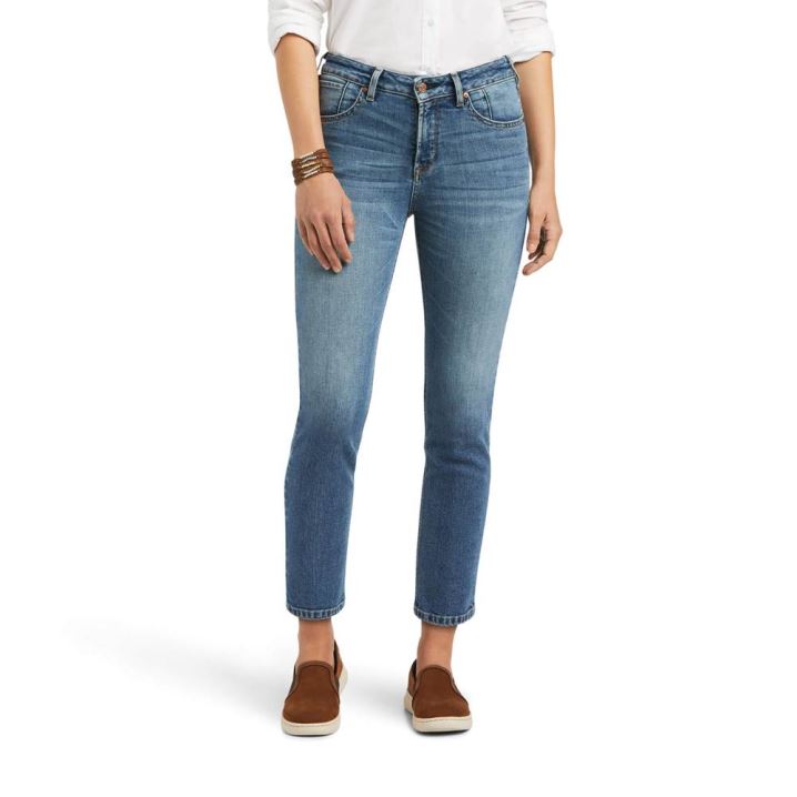 Ariat Premium High Rise Straight Crop Jean Modre | 4PeFBEPM