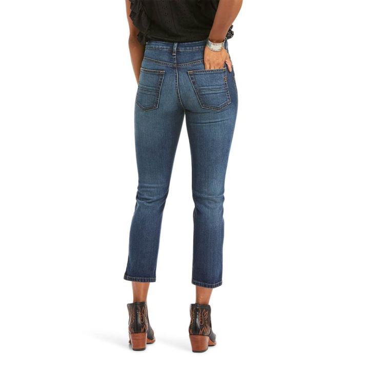 Ariat Premium High Rise Straight Crop Jean Modre Svetlo Modre | 8TleTbcz