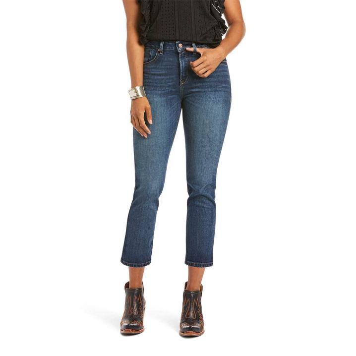 Ariat Premium High Rise Straight Crop Jean Modre Svetlo Modre | 8TleTbcz