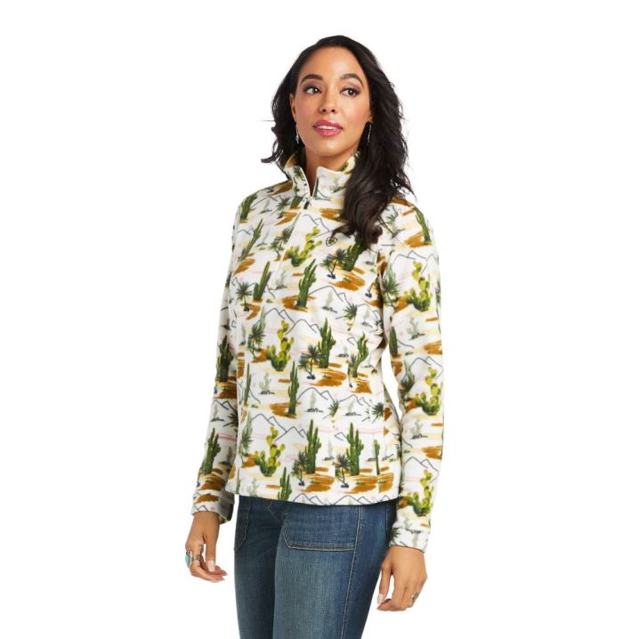 Ariat Printed Fleece 1/4 Zip Sweatshirt Cactus Scenery | czAnoYLq