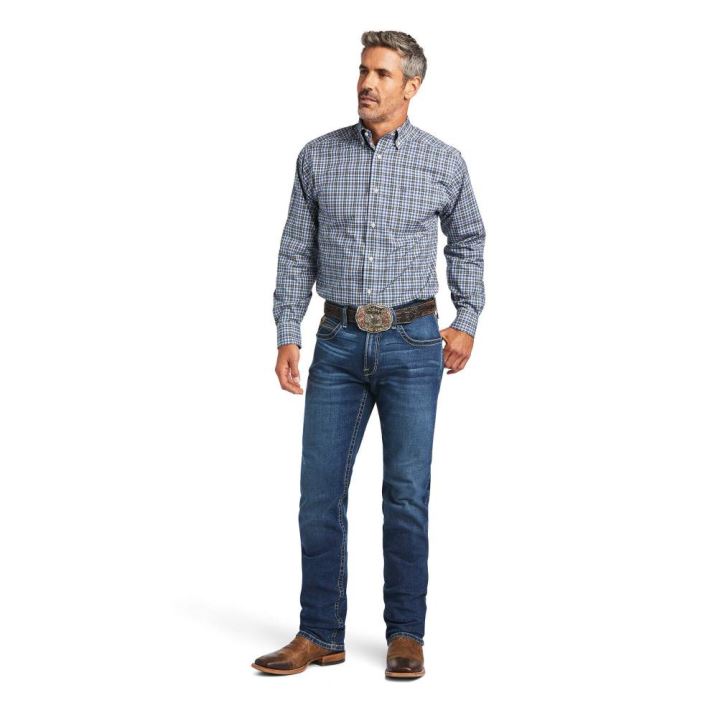 Ariat Pro Series Adriel Fitted Shirt Temno Sive Modre | wEH7HSfU