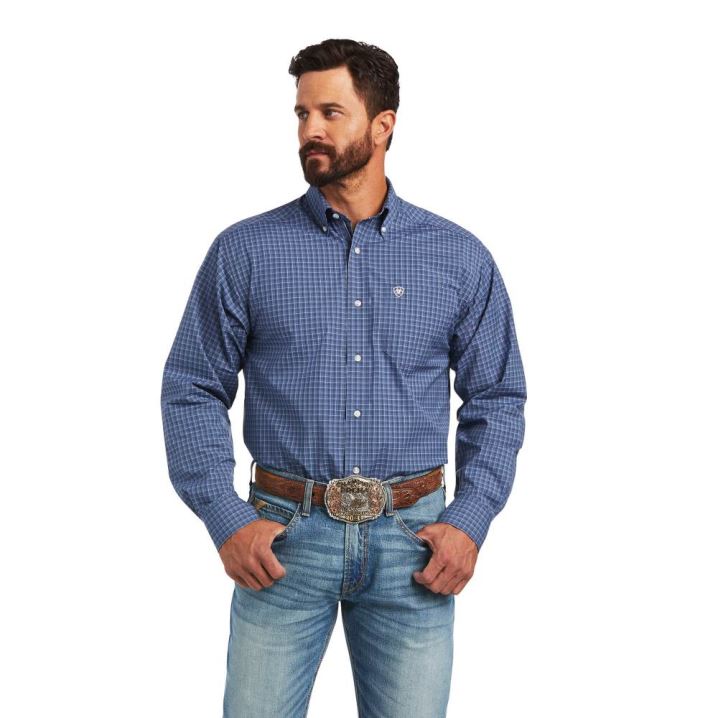 Ariat Pro Series Bryson Classic Fit Shirt Temno Sive Modre | wsgsA3uK