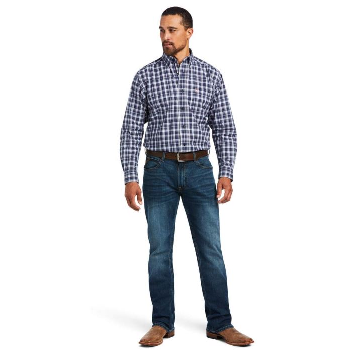 Ariat Pro Series Justus Classic Fit Shirt Temno Modre | LhxTDBns