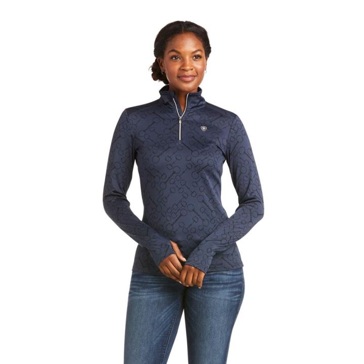 Ariat Prophecy 1/4 Zip Baselayer Temno Modre | zyBD1rn1