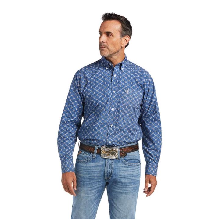 Ariat Qhama Classic Fit Shirt Bright Cobalt | NyF4M0QM