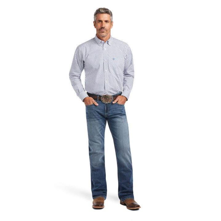 Ariat Quadry Classic Fit Shirt Bele | c0ZnkjPK