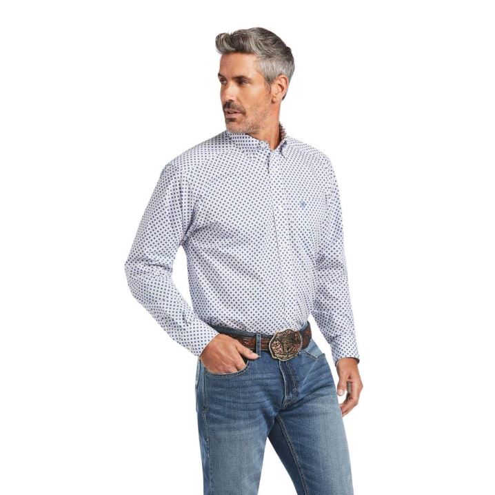 Ariat Quadry Classic Fit Shirt Bele | c0ZnkjPK