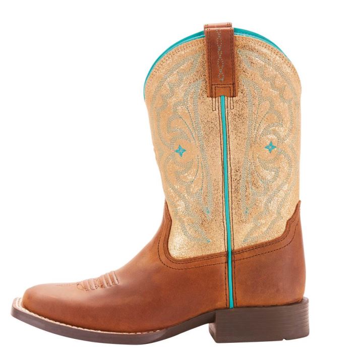 Ariat Quickdraw Western Boot Rjave Metal Zlate | E1jfgggu