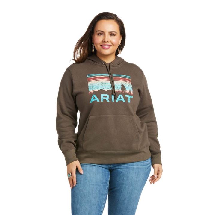 Ariat REAL Arm Logo Hoodie Banyan Bark | 8pvpBOdH