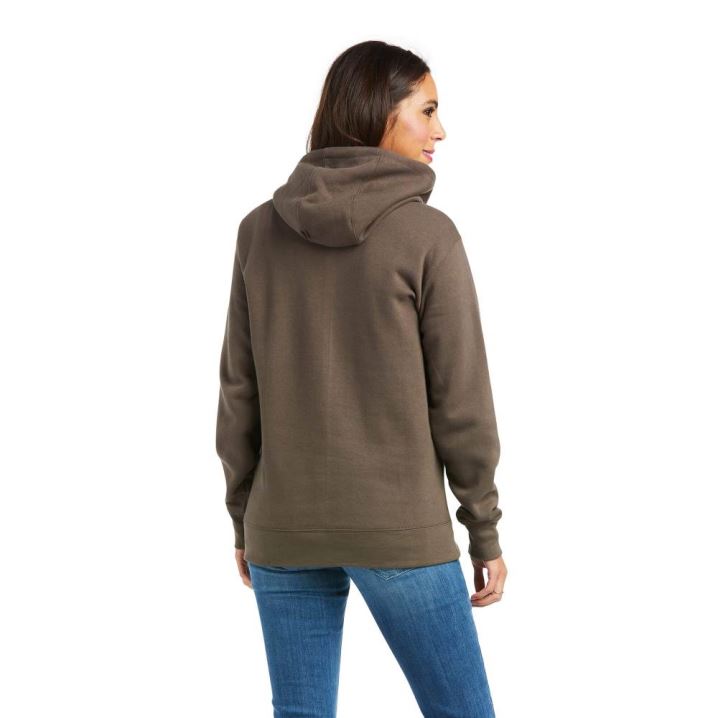 Ariat REAL Arm Logo Hoodie Banyan Bark | 8pvpBOdH