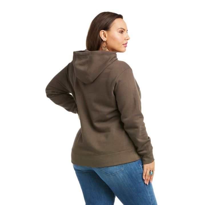 Ariat REAL Arm Logo Hoodie Banyan Bark | 8pvpBOdH