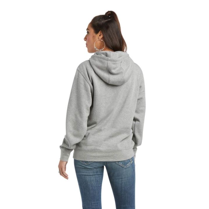 Ariat REAL Arm Logo Hoodie Sive | Ettbecsg