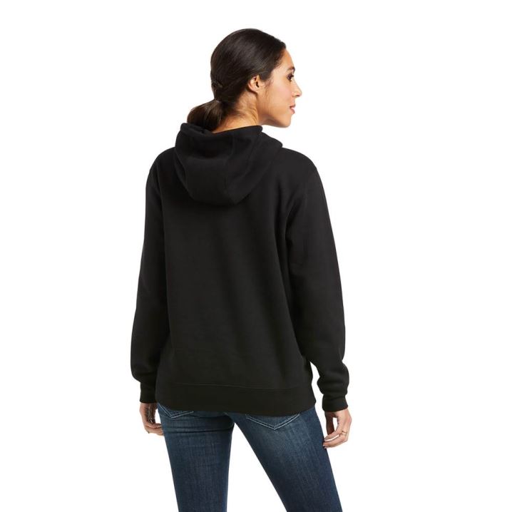 Ariat REAL Arm Logo Hoodie Črne | o97ElqTA