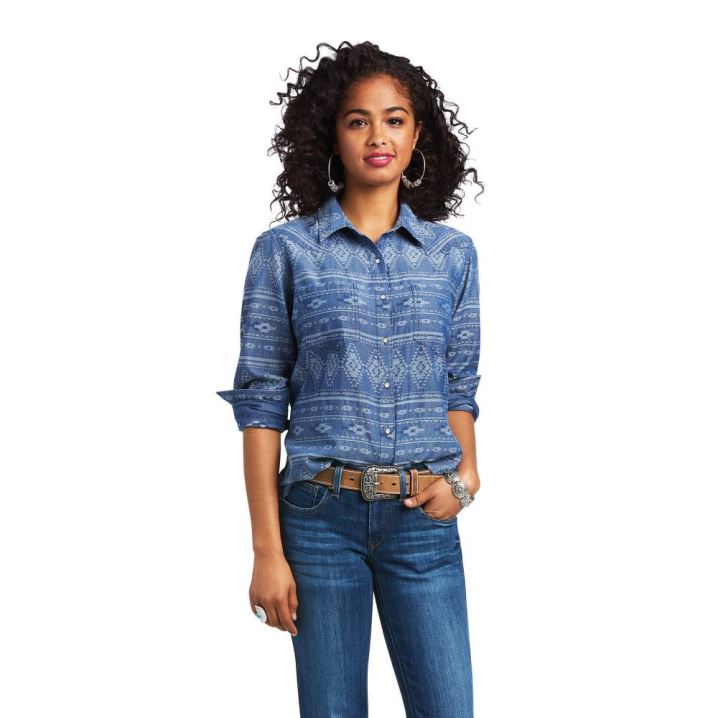 Ariat REAL Billie Jean Shirt Durado Chambray | Ph4hSWOE