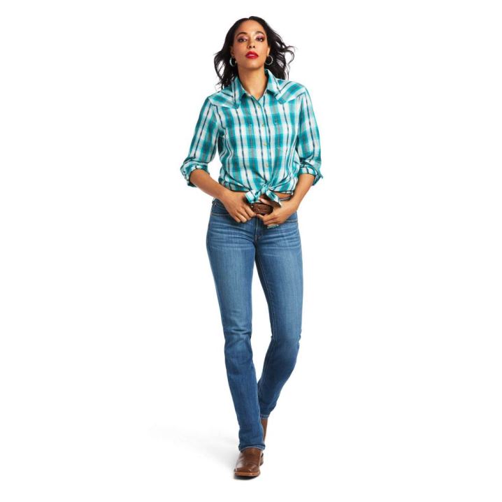 Ariat REAL Billie Jean Shirt Glacier Falls Plaid Dobby | ARuqOteM