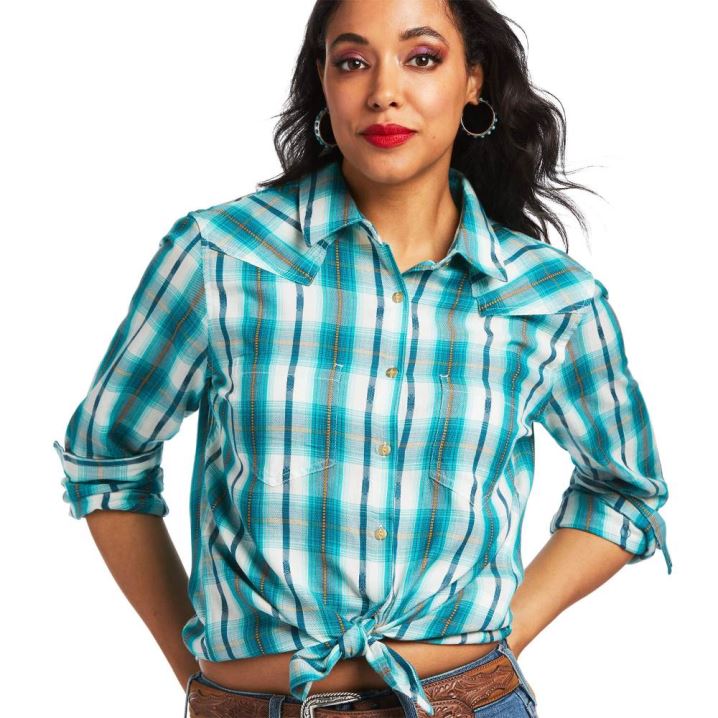 Ariat REAL Billie Jean Shirt Glacier Falls Plaid Dobby | ARuqOteM