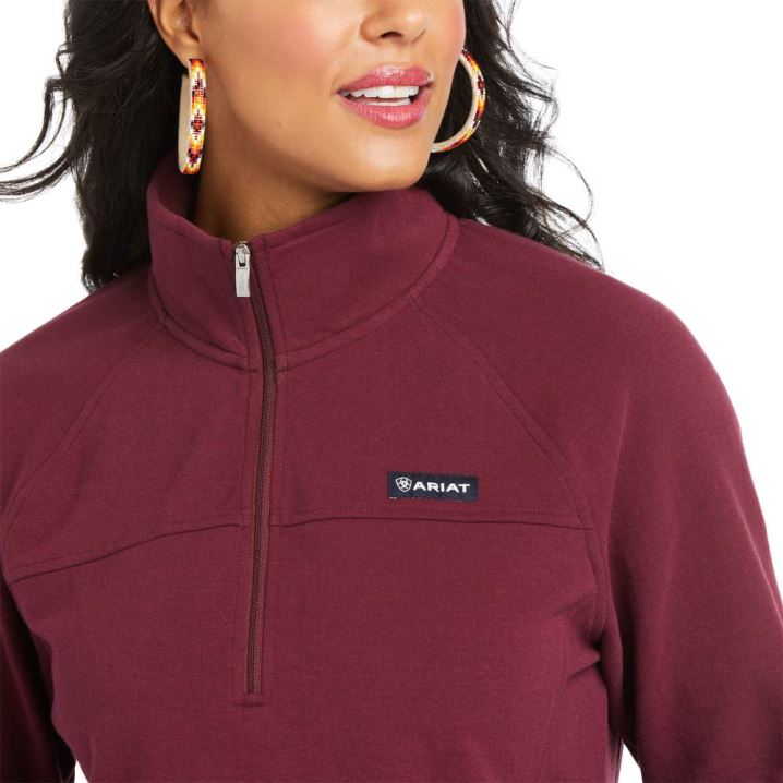 Ariat REAL Comfort 1/2 Zip Sweatshirt Windsor Wine | VJRyAKVU