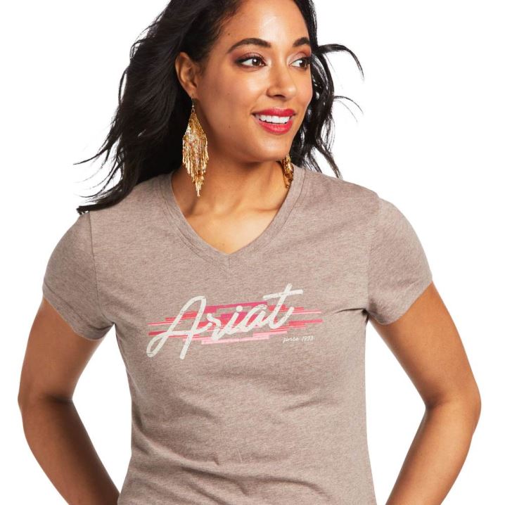 Ariat REAL Logo Script Classic Fit Tee Iron Heather | DfrpIblt