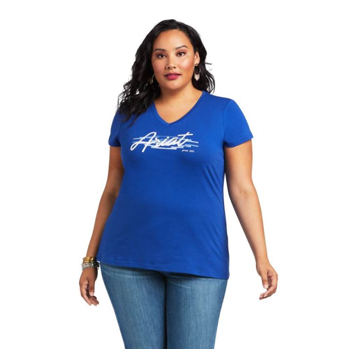 Ariat REAL Logo Script Classic Fit Tee Modre | BI3PugvC