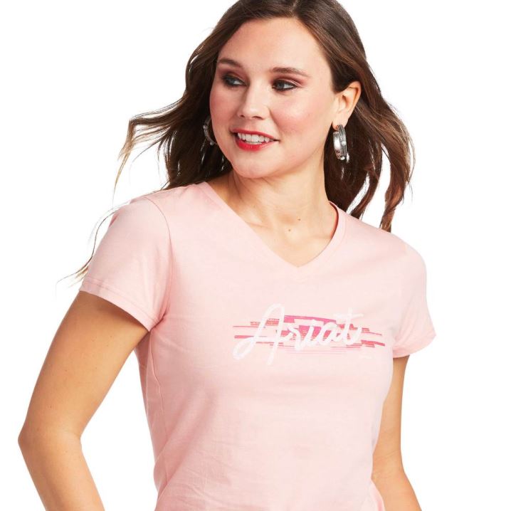 Ariat REAL Logo Script Classic Fit Tee Roza | w2vkR4P1