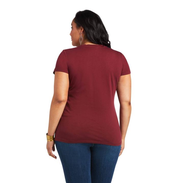 Ariat REAL Logo Script Classic Fit Tee Zinfandel | ND9bCZs3