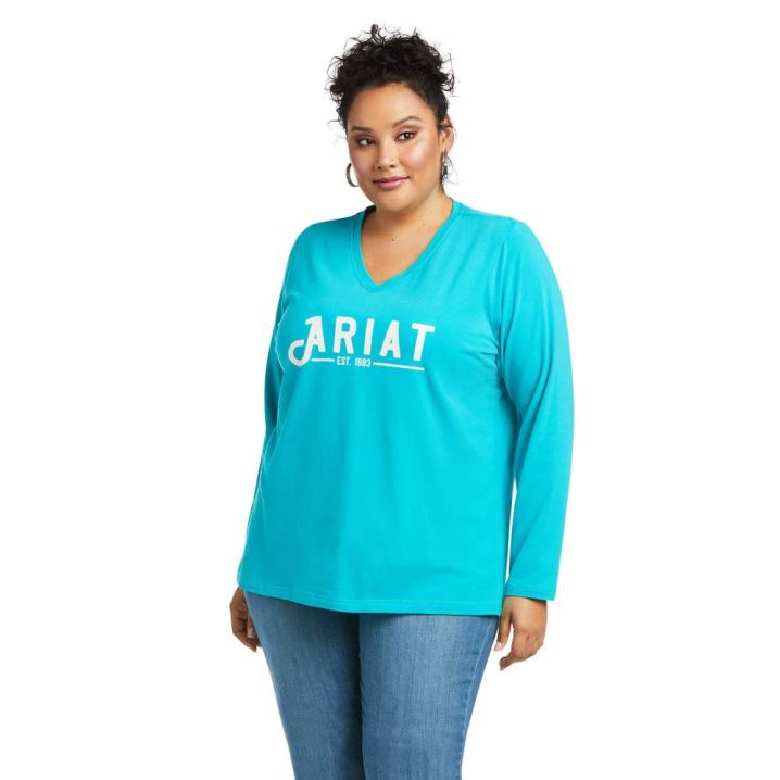 Ariat REAL Logo Tee Modre | DOhmRP5w