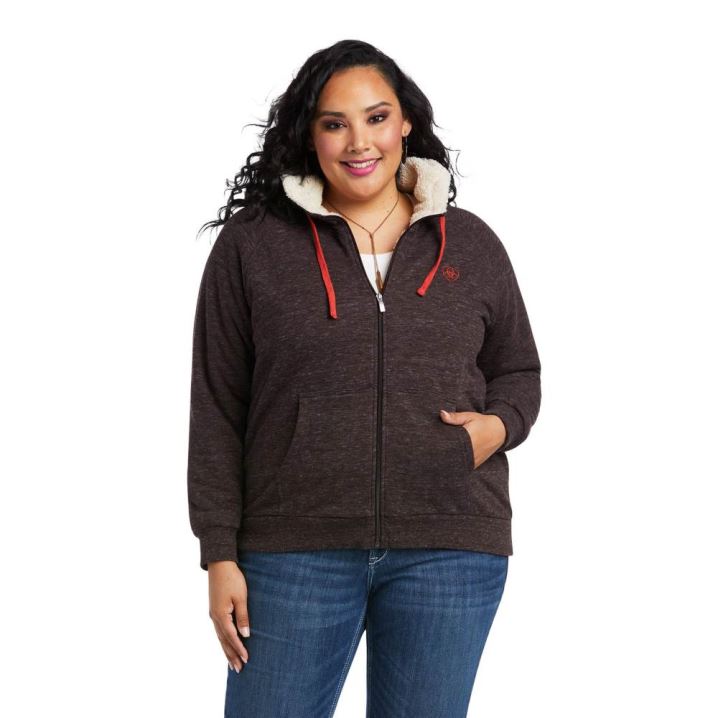 Ariat REAL Sherpa Full Zip Hoodie Chocovine | iJmmVgQe