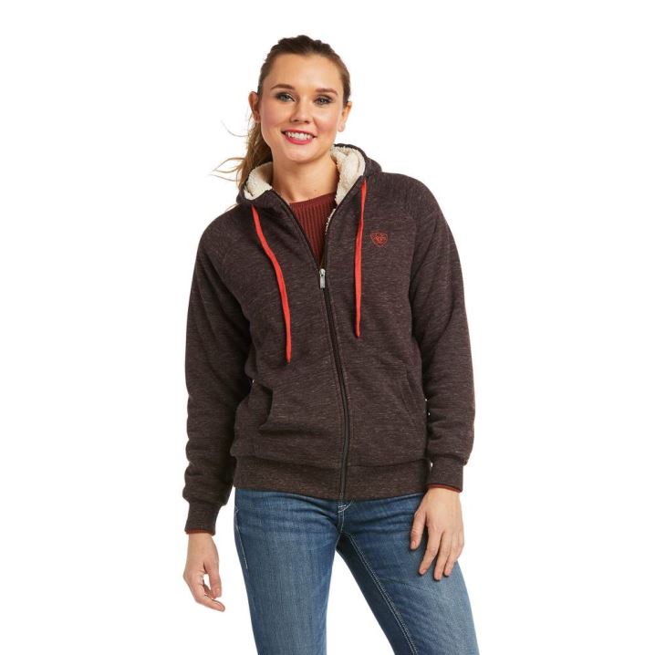 Ariat REAL Sherpa Full Zip Hoodie Chocovine | iJmmVgQe