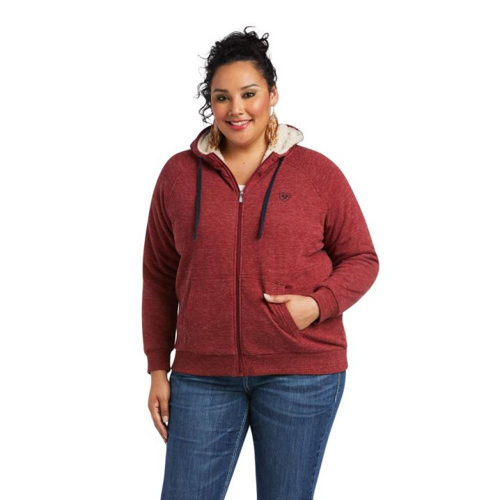 Ariat REAL Sherpa Full Zip Hoodie Rhubarb | oIBqMiZT