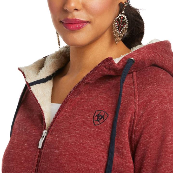 Ariat REAL Sherpa Full Zip Hoodie Rhubarb | oIBqMiZT