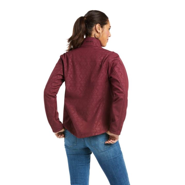 Ariat REAL Softshell Jacket Windsor Wine Embossed | YgTEQR20