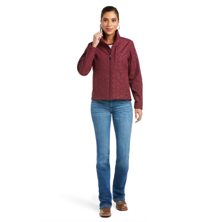 Ariat REAL Softshell Jacket Windsor Wine Embossed | YgTEQR20