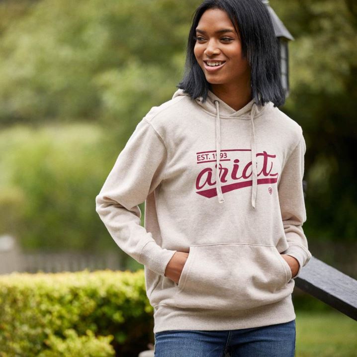 Ariat REAL Varsity Logo Sweatshirt Oatmeal Heather | 1HmE4wQh