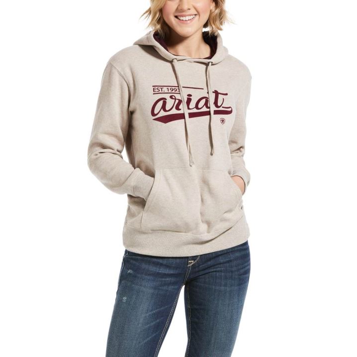 Ariat REAL Varsity Logo Sweatshirt Oatmeal Heather | 1HmE4wQh