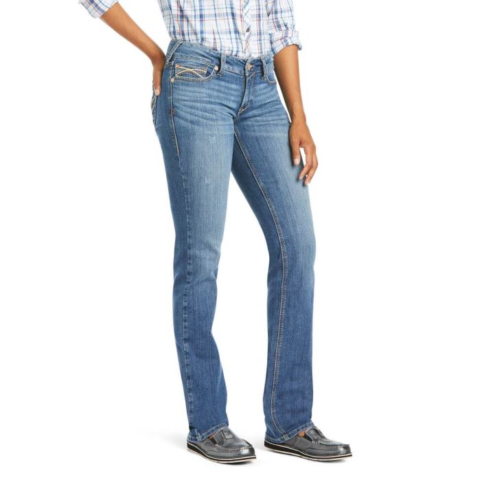 Ariat R.E.A.L. Mid Rise Arrow Fit Elissa Stackable Straight Leg Jean Eleanor | eAkO7i48