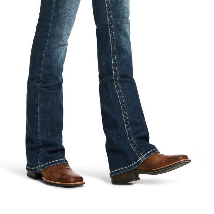 Ariat R.E.A.L. Mid Rise Stretch Entwined Festival Boot Cut Jean Modre | ygJTx5Sf