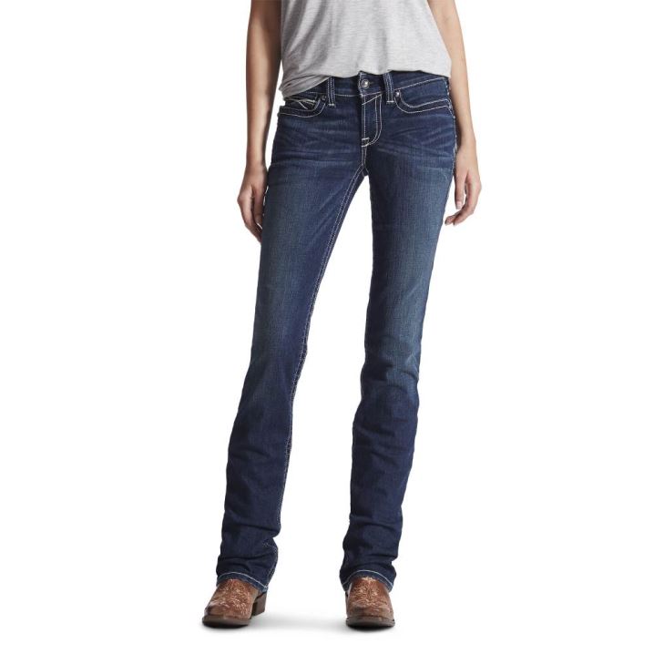 Ariat R.E.A.L. Mid Rise Stretch Icon Stackable Straight Leg Jean Ocean | IFW8hUWu