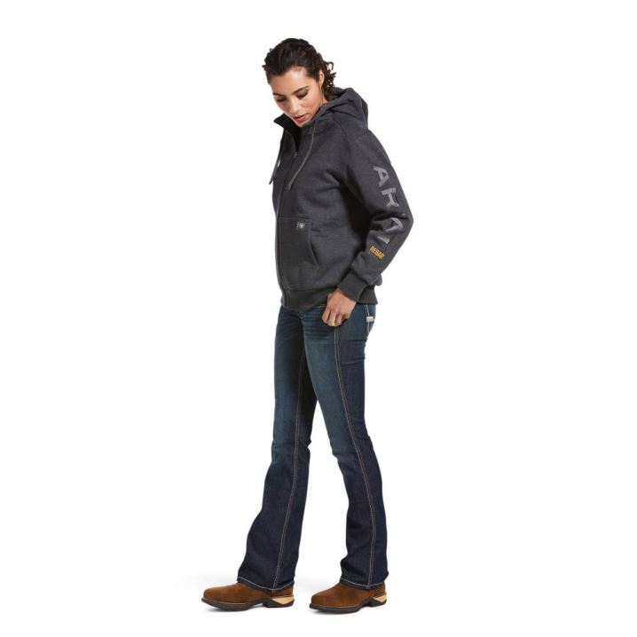 Ariat Rebar All-Weather Full Zip Hoodie Sive | M6X8hUvh