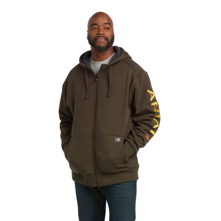 Ariat Rebar All-Weather Full Zip Hoodie Wren | kWLR59xp