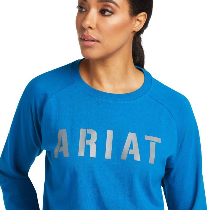 Ariat Rebar CottonStrong Block T-Shirt Modre | eMCR4OH0