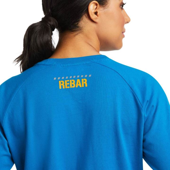 Ariat Rebar CottonStrong Block T-Shirt Modre | eMCR4OH0