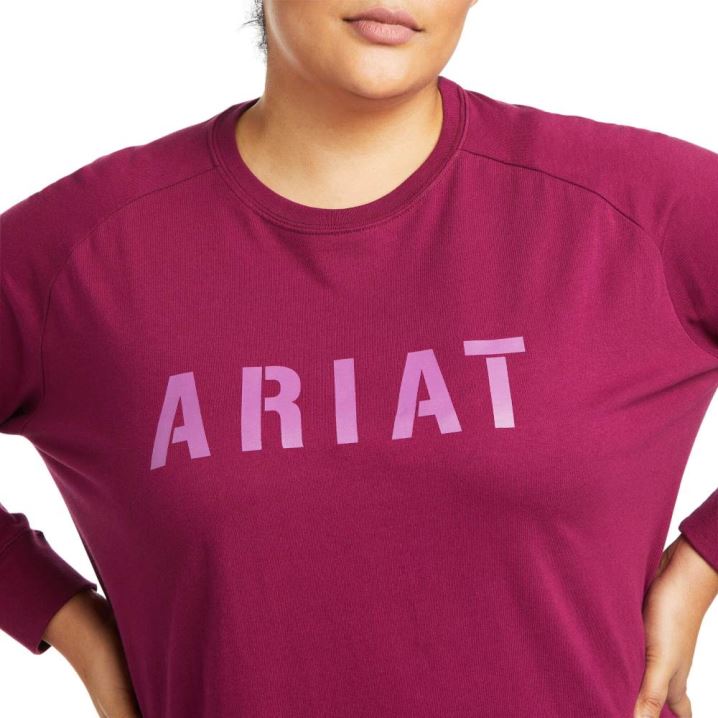 Ariat Rebar CottonStrong Block T-Shirt Vijolične | QXBngAnH