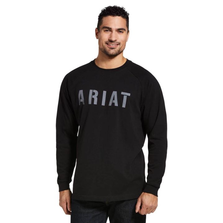 Ariat Rebar CottonStrong Block T-Shirt Črne | IK5ihjDe