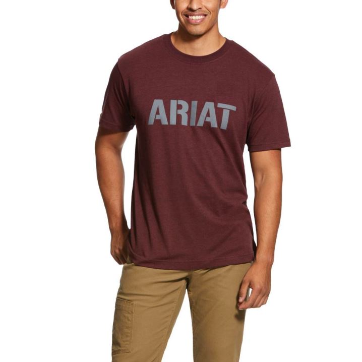 Ariat Rebar Cotton Strong Block Bordo | CVEdyyG0