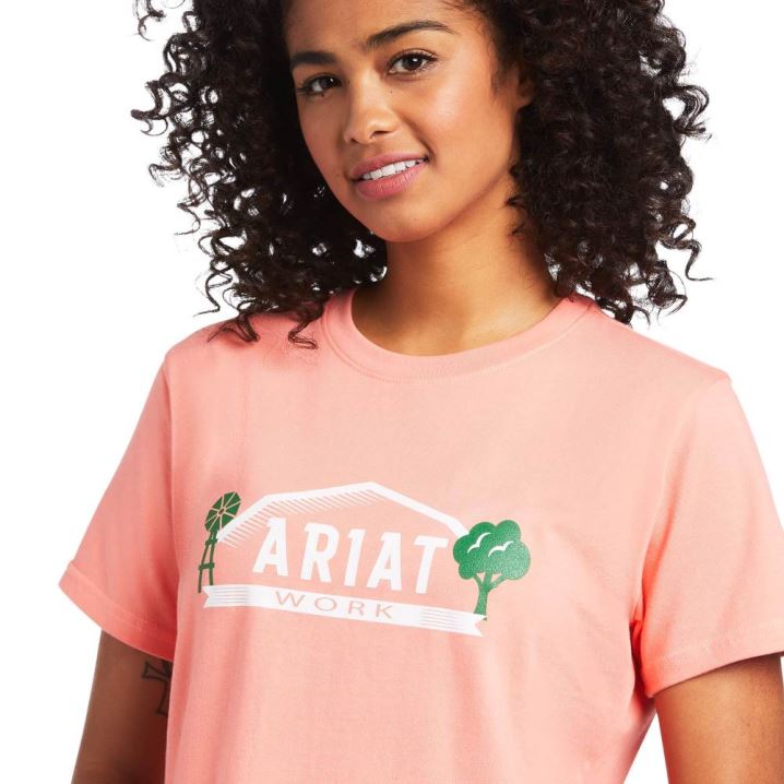 Ariat Rebar Cotton Strong Farm Grafične T-Shirt Summer Melon | KYMuDn4k