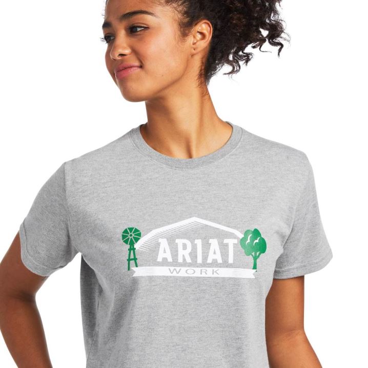 Ariat Rebar Cotton Strong Farm Grafične T-Shirt Sive | ayMXB628